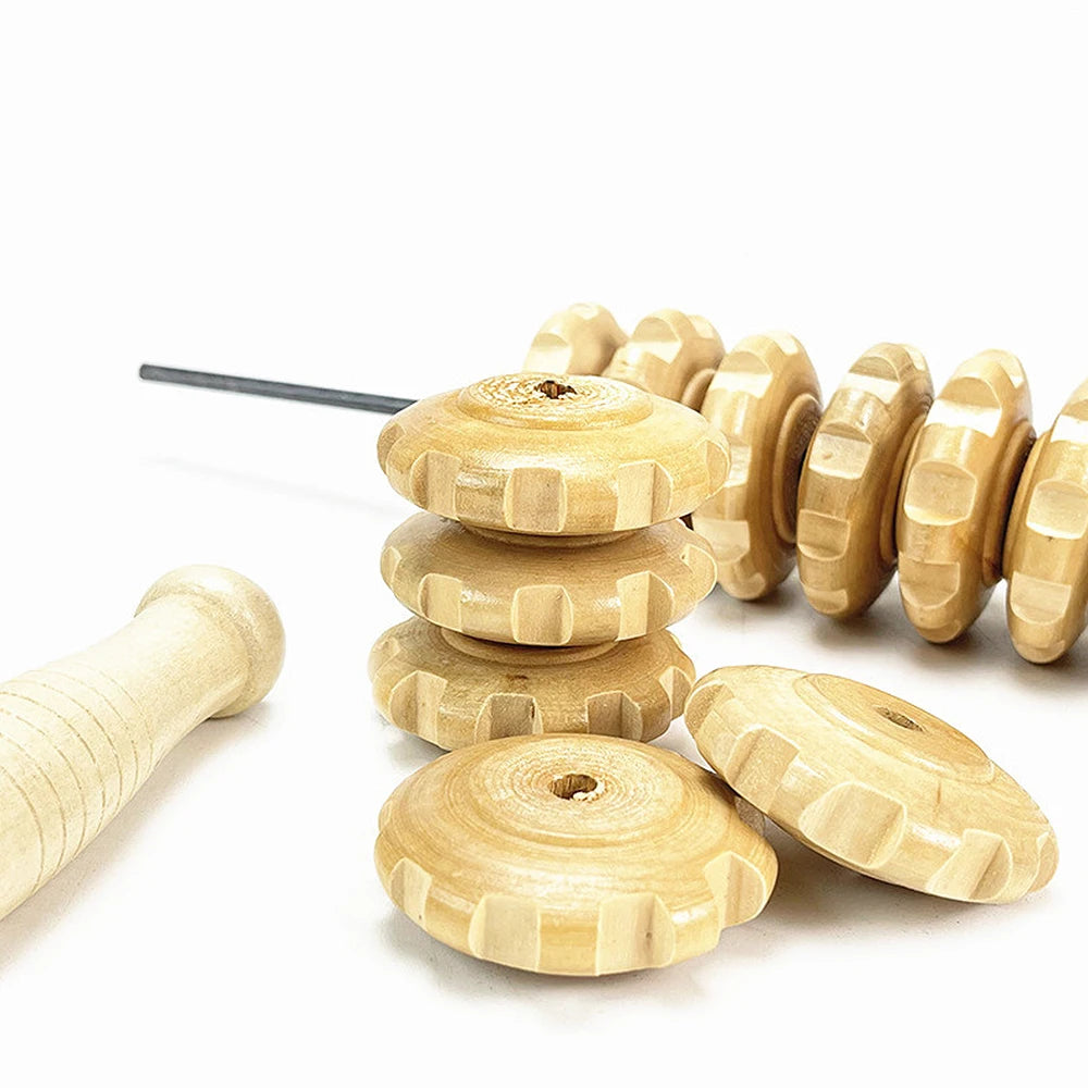 Natural Curved Wooden Massage Multi-Functional Body Roller for Cellulite Reduction & Muscle Tension