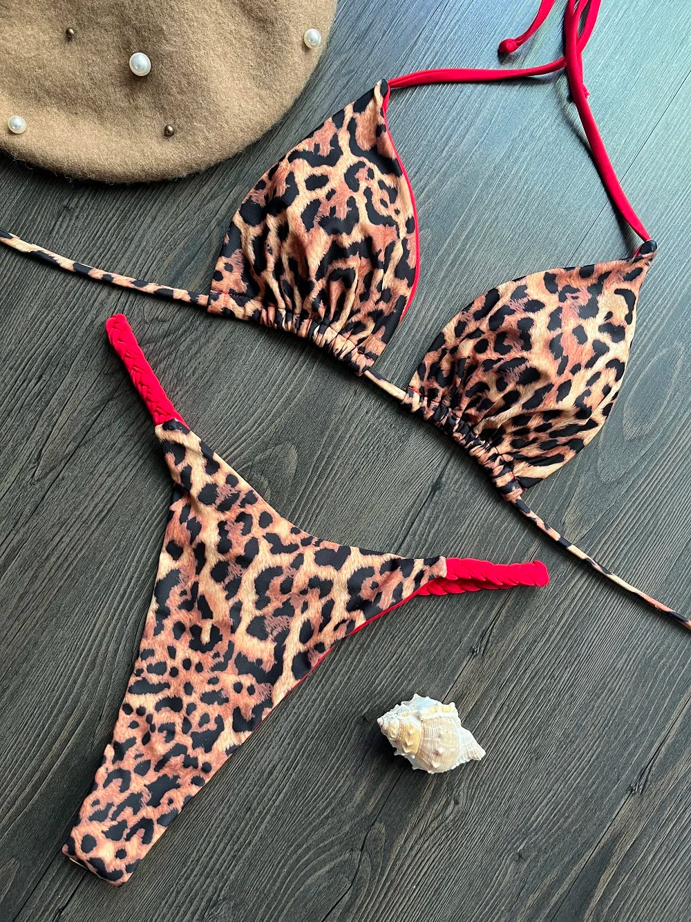 Leopard Print Brazilian Bikini Set – Sexy Thong Swimwear