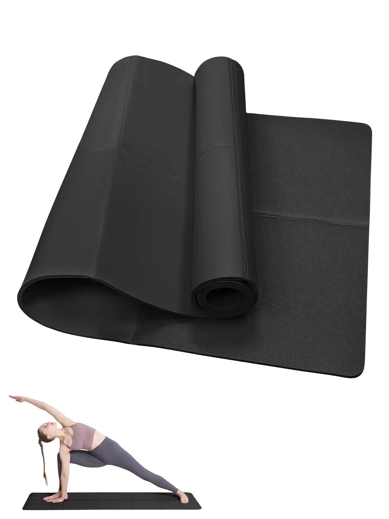 Non-Slip Yoga Pilates Mat – Thick Solid Color Multi-Function Fitness Mat for Home Gym