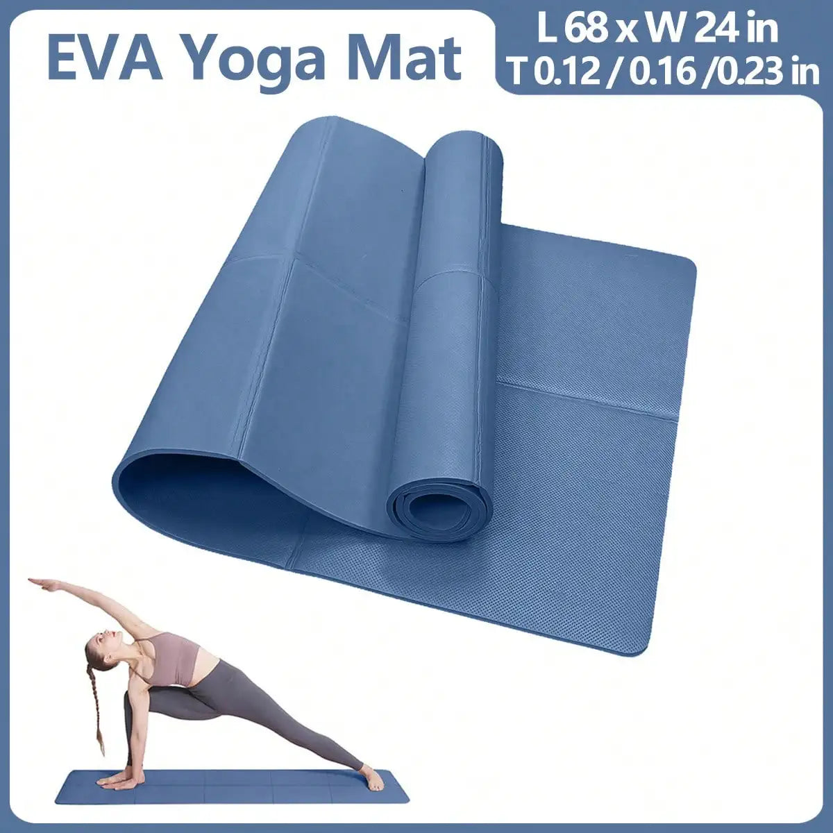 Non-Slip Yoga Pilates Mat – Thick Solid Color Multi-Function Fitness Mat for Home Gym