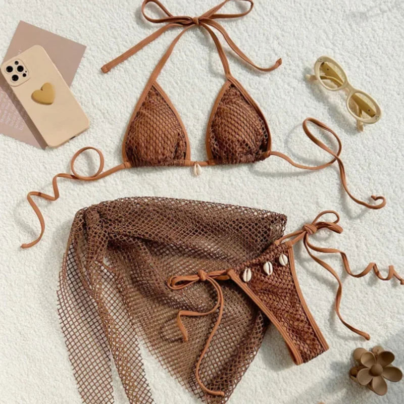 Sexy Three-Piece Bikini Set – Women’s Brazilian Swimwear