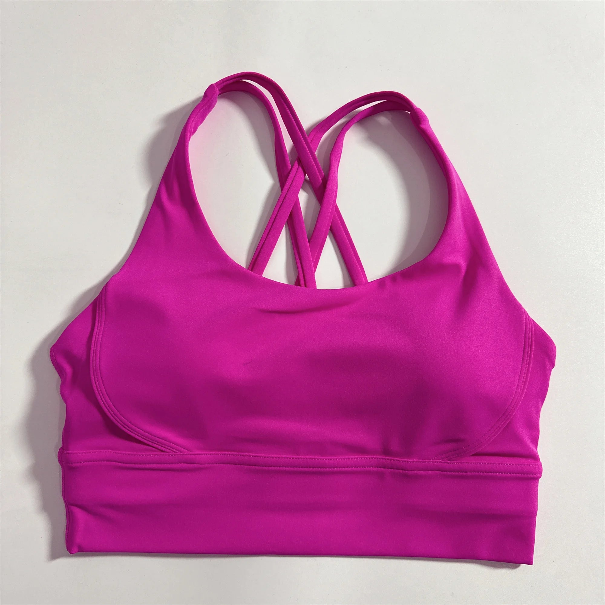 Solid Color Soft Cross Back Women’s Fitness Bra – High-Strength Shockproof Sports Top