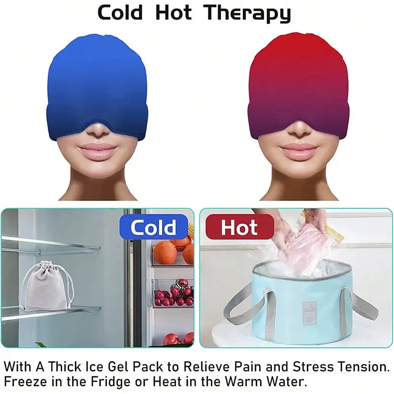 Gel Ice Headache & Migraine Relief Hat – Cold Compress Therapy Cap