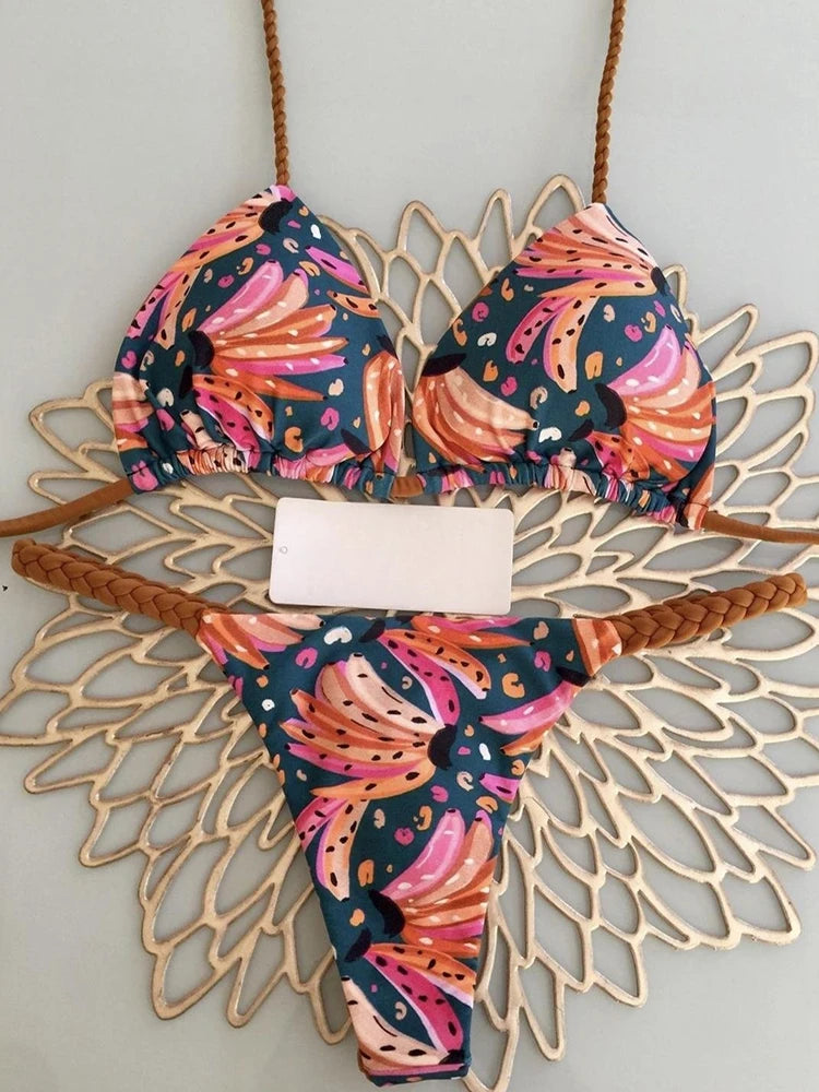 Leopard Print Brazilian Bikini Set – Sexy Thong Swimwear