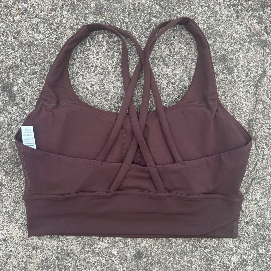 Solid Color Soft Cross Back Women’s Fitness Bra – High-Strength Shockproof Sports Top