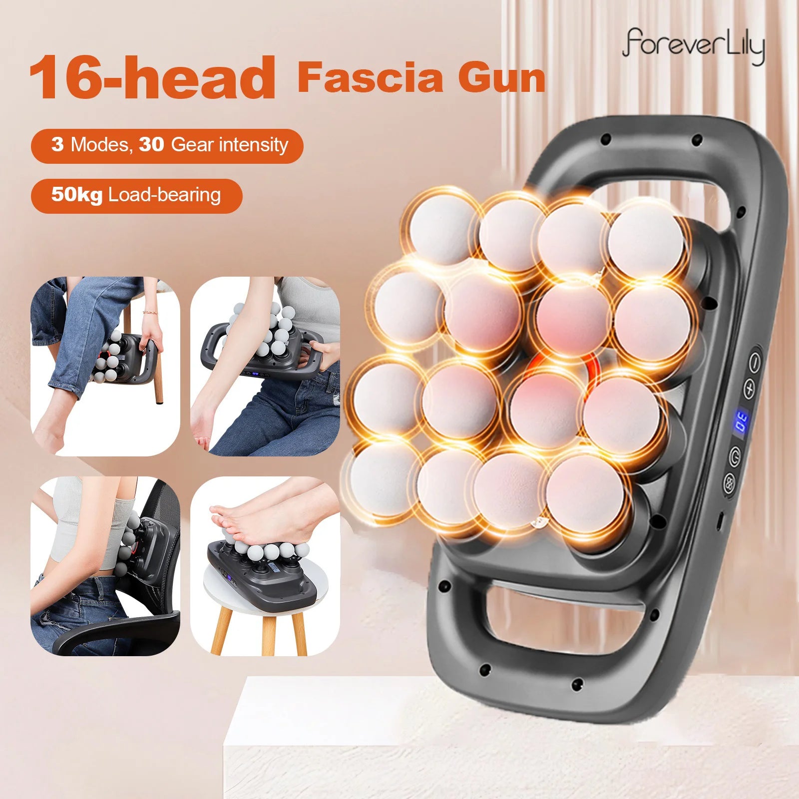 16-Head Fascia Gun – High-Frequency Vibration Body & Muscle Massager