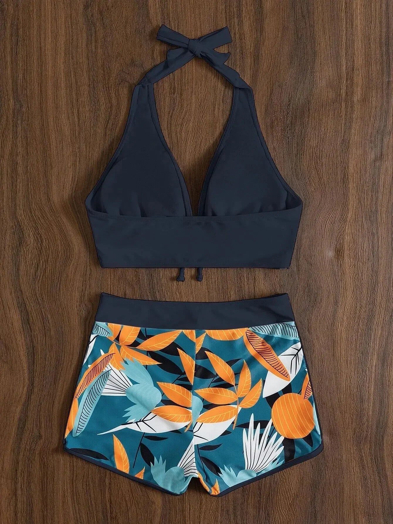 Fashion Printed Sporty Bikini Set – Women’s Lace-Up Swimwear