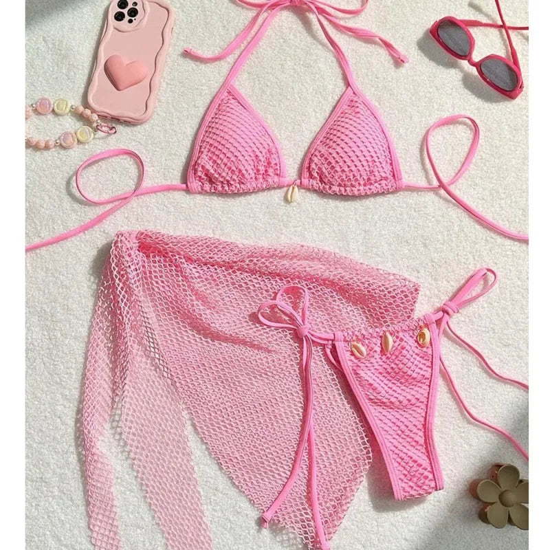 Sexy Three-Piece Bikini Set – Women’s Brazilian Swimwear
