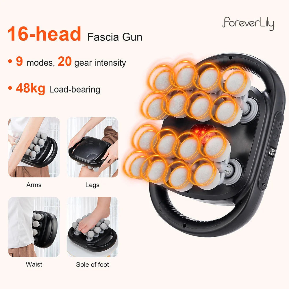 16-Head Fascia Gun – High-Frequency Vibration Body & Muscle Massager