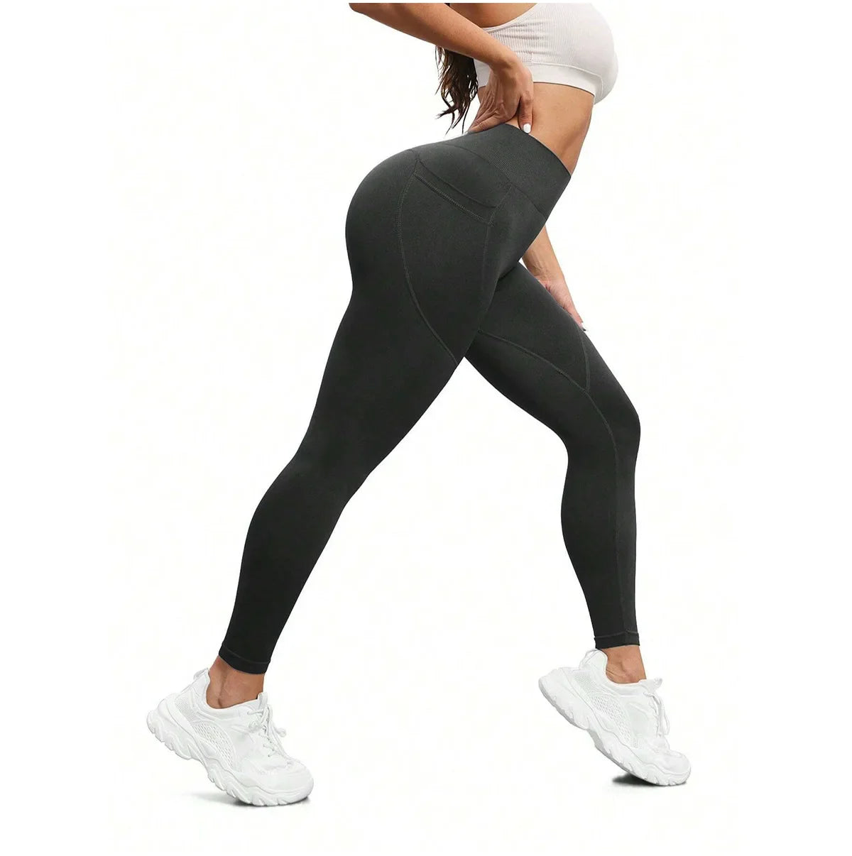 High Waist Yoga Leggings Women Fitness Workout Sport Leggings Sexy Peach Hip Pants  Stretch Double Side Pocket Tight Leggings