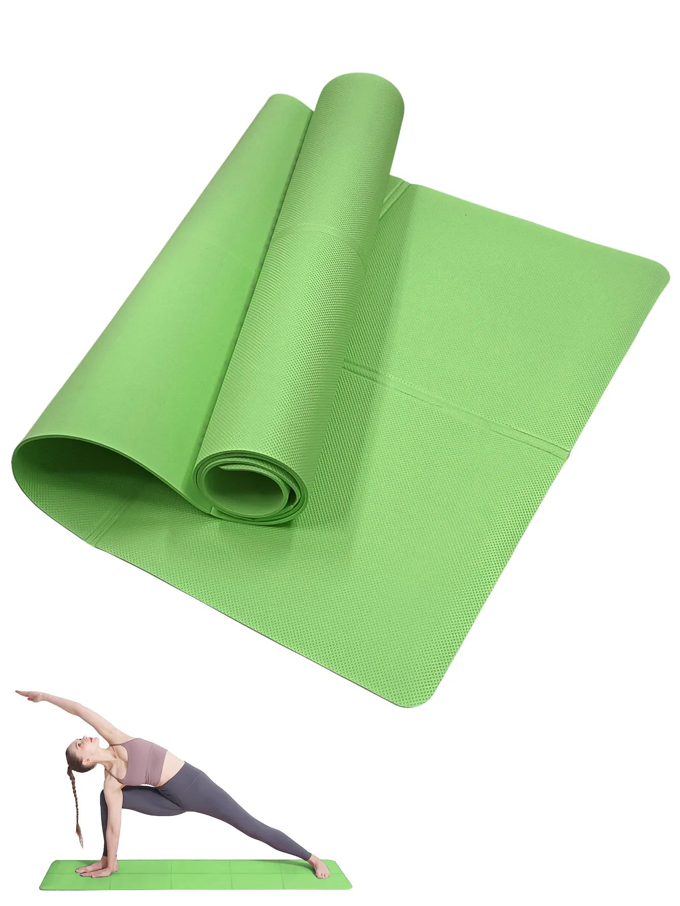 Non-Slip Yoga Pilates Mat – Thick Solid Color Multi-Function Fitness Mat for Home Gym