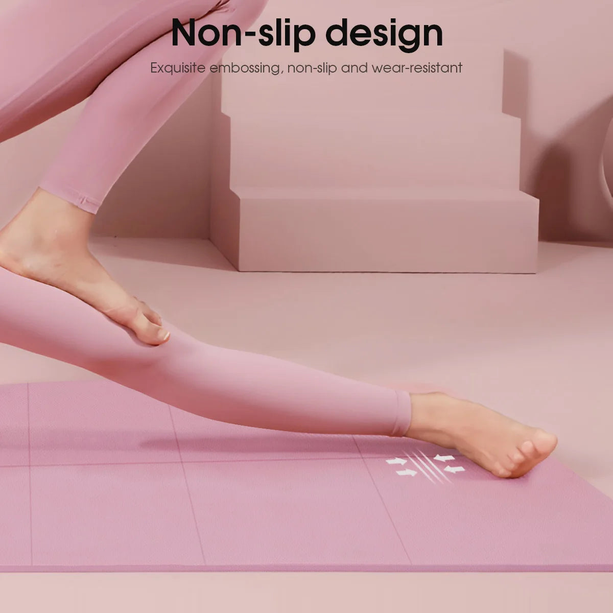 Non-Slip Yoga Pilates Mat – Thick Solid Color Multi-Function Fitness Mat for Home Gym