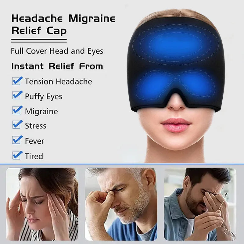 Gel Ice Headache & Migraine Relief Hat – Cold Compress Therapy Cap