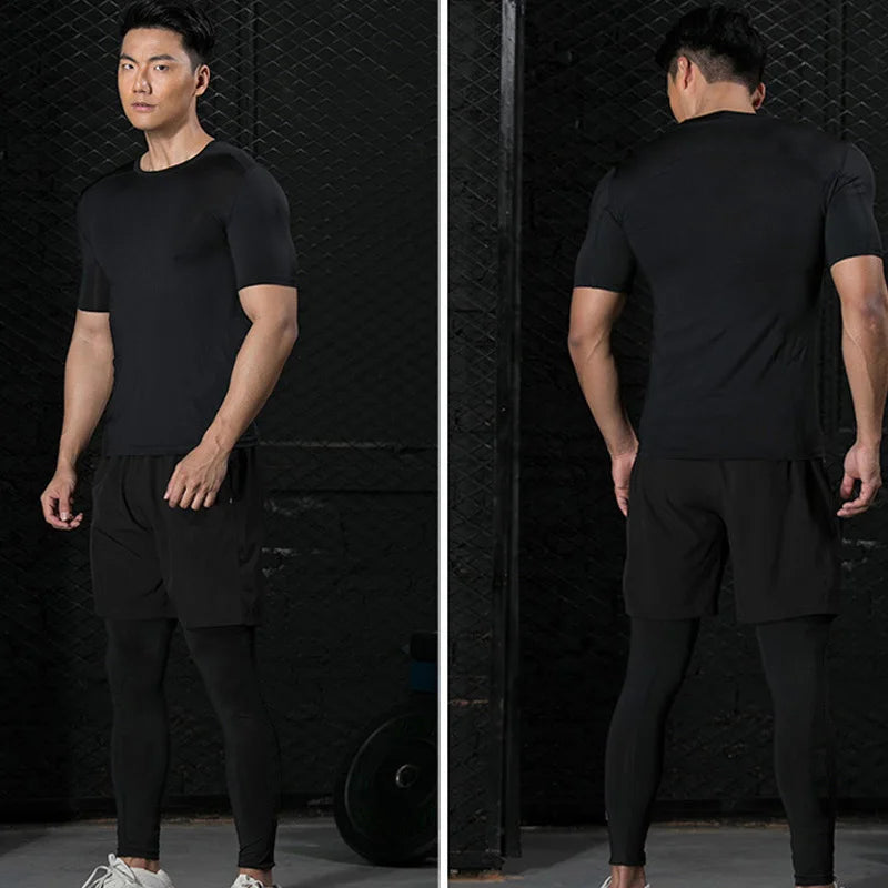 Men’s Compression Shirt – Skeleton Print Quick-Dry Fitness Tee