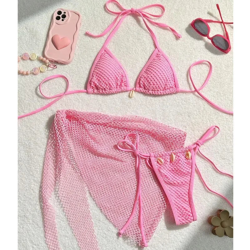 Sexy Three-Piece Bikini Set – Women’s Brazilian Swimwear