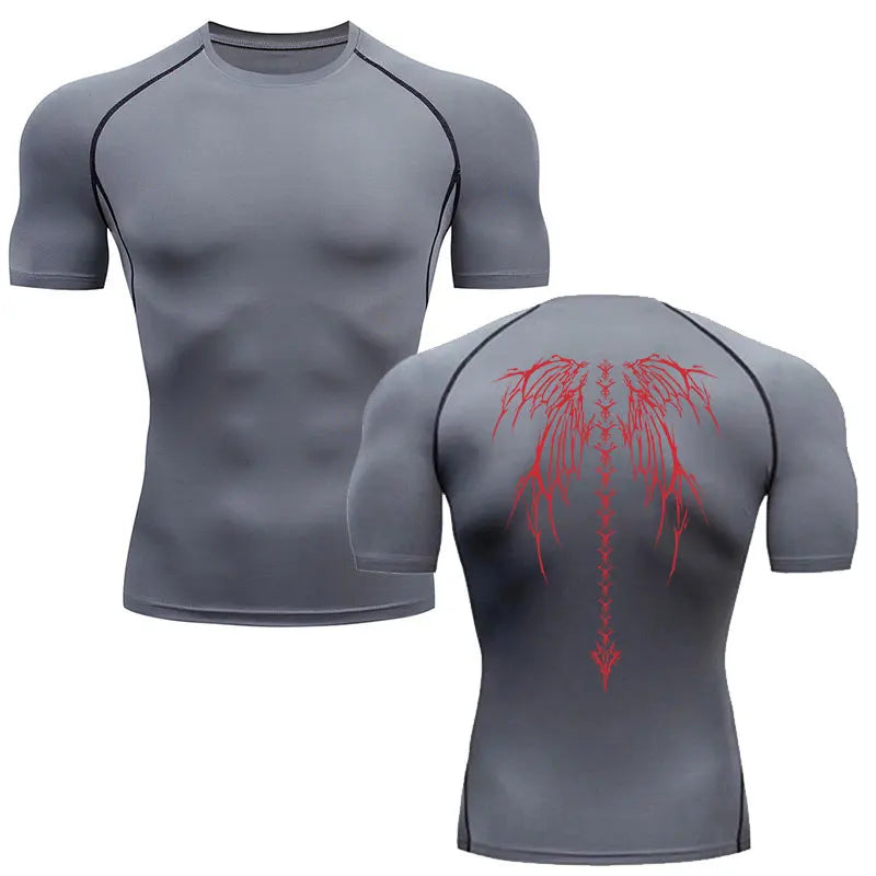 Men’s Compression Shirt – Skeleton Print Quick-Dry Fitness Tee