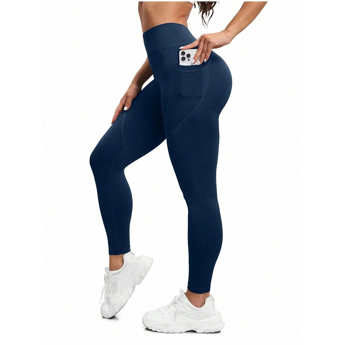 High Waist Yoga Leggings Women Fitness Workout Sport Leggings Sexy Peach Hip Pants  Stretch Double Side Pocket Tight Leggings