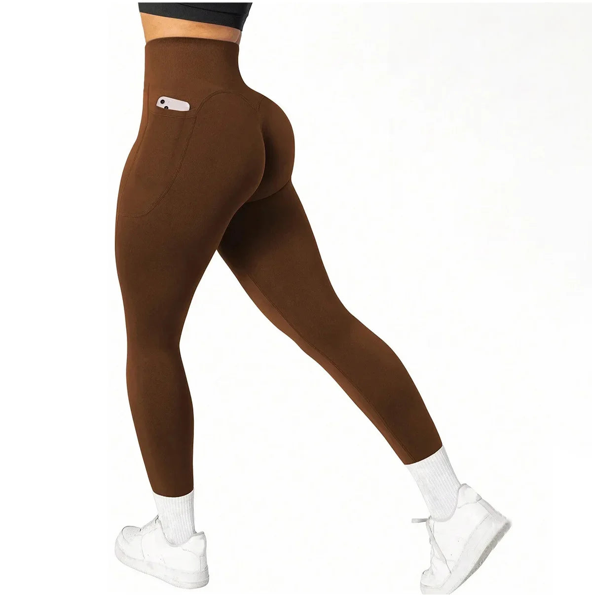 High Waist Yoga Leggings Women Fitness Workout Sport Leggings Sexy Peach Hip Pants  Stretch Double Side Pocket Tight Leggings