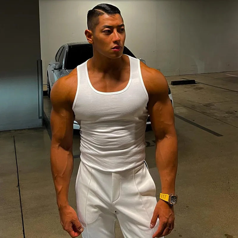 Men’s Pure Cotton Tight Vest – Casual Sports & Bodybuilding Tank Top