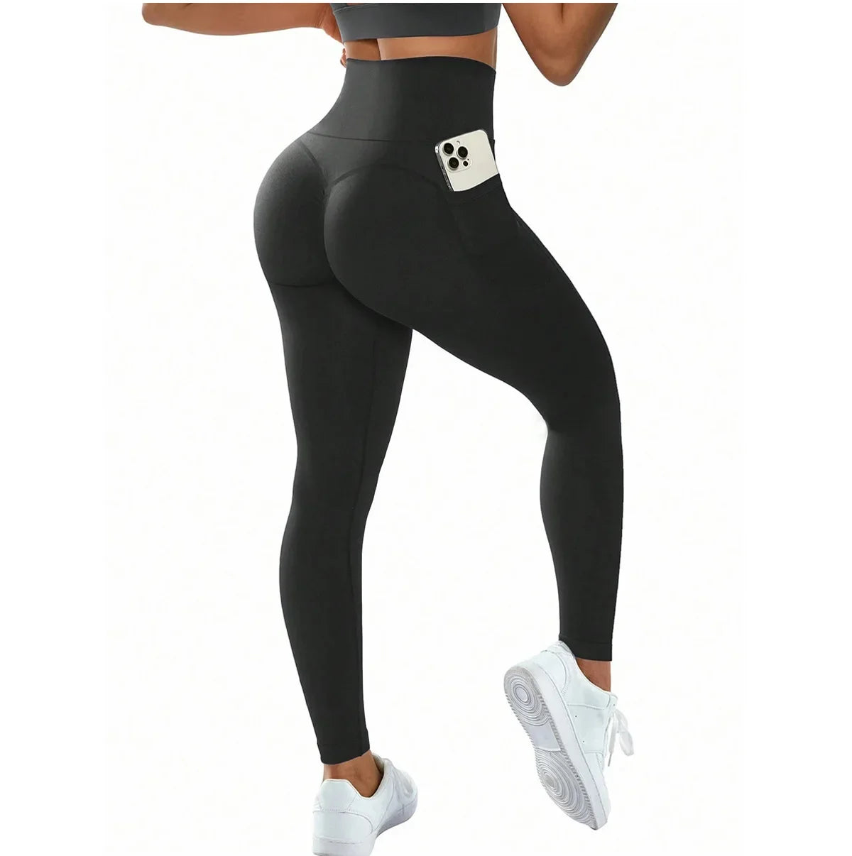 High Waist Yoga Leggings Women Fitness Workout Sport Leggings Sexy Peach Hip Pants  Stretch Double Side Pocket Tight Leggings