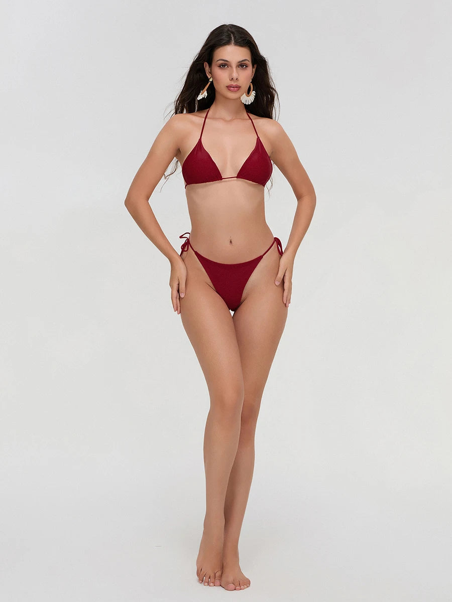 Sexy Push-Up Bikini Set – Women’s Solid Swimwear