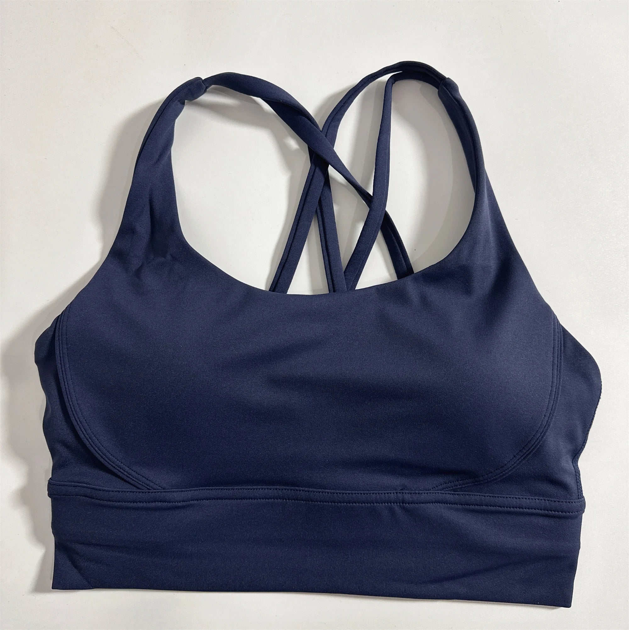 Solid Color Soft Cross Back Women’s Fitness Bra – High-Strength Shockproof Sports Top