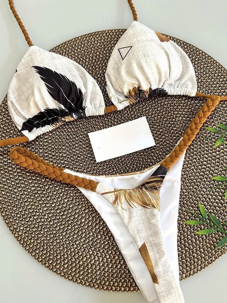 Leopard Print Brazilian Bikini Set – Sexy Thong Swimwear