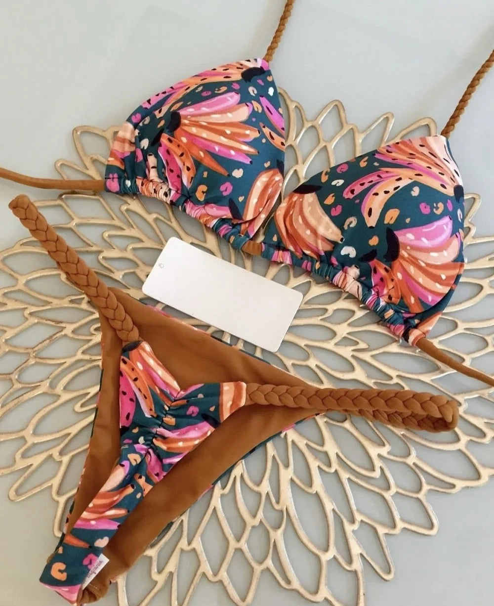 Leopard Print Brazilian Bikini Set – Sexy Thong Swimwear