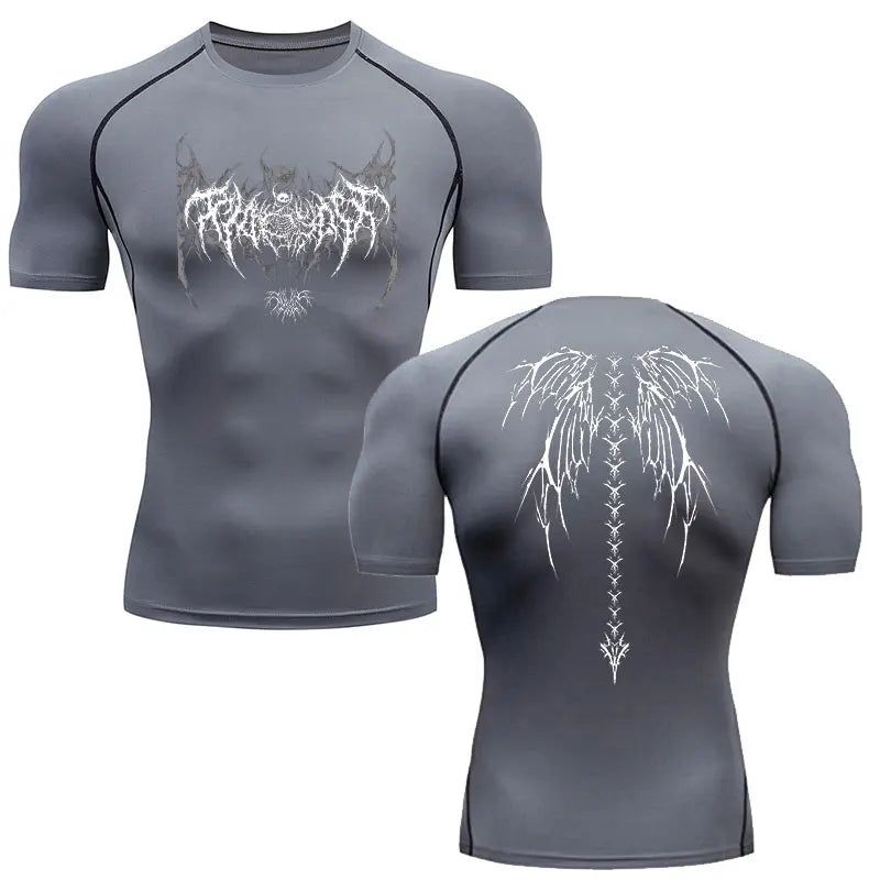 Men’s Compression Shirt – Skeleton Print Quick-Dry Fitness Tee