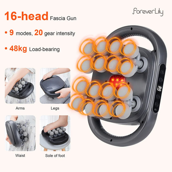 16-Head Fascia Gun – High-Frequency Vibration Body & Muscle Massager
