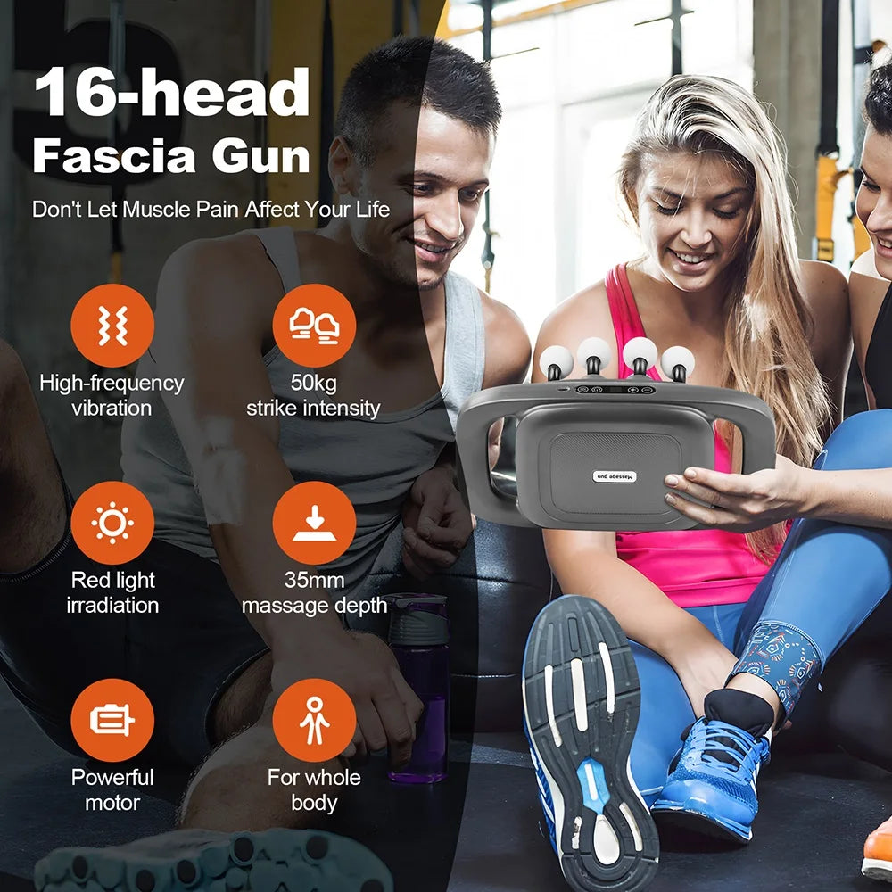 16-Head Fascia Gun – High-Frequency Vibration Body & Muscle Massager