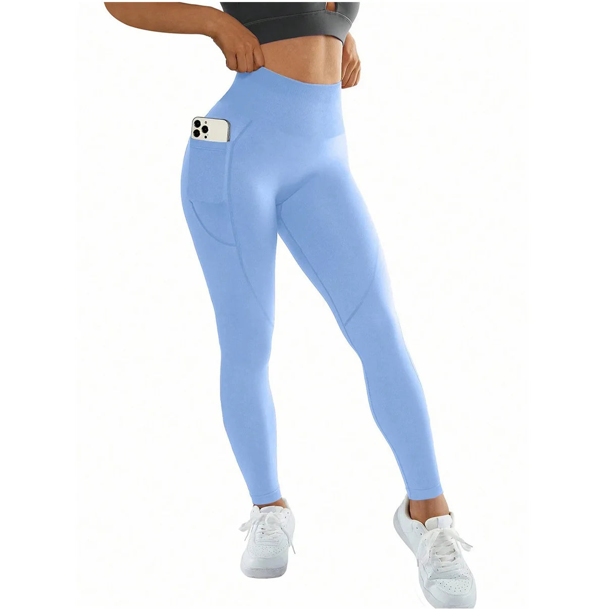 High Waist Yoga Leggings Women Fitness Workout Sport Leggings Sexy Peach Hip Pants  Stretch Double Side Pocket Tight Leggings