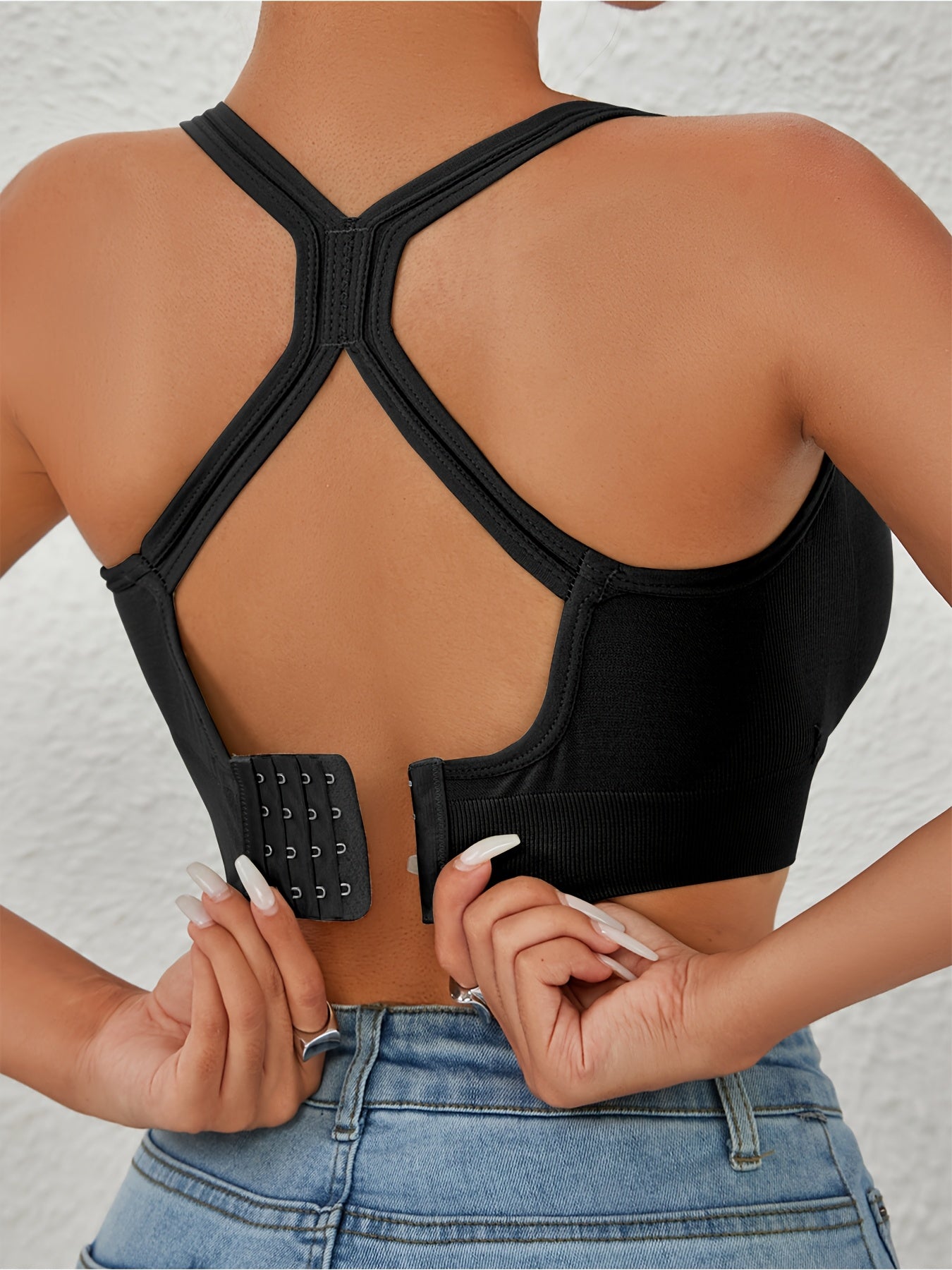 3pcs EssElegance High-Support Wire-free Push-Up Sports Bra - Seamless Breathable Design, Adjustable Hook & Anti-Shock for Yoga, Running, Training